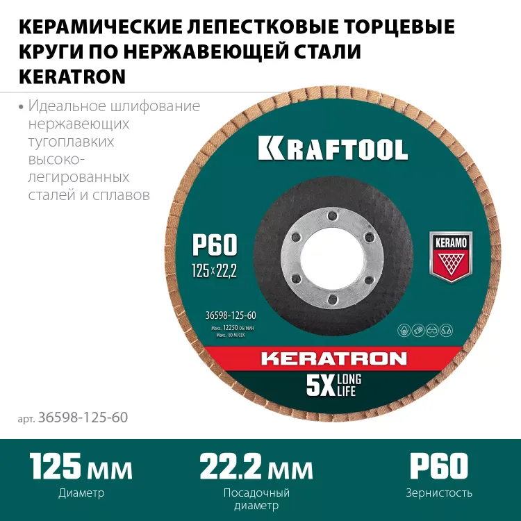 Круги лепестковые керамические торцевые 36598-125-60 купить в Нягани