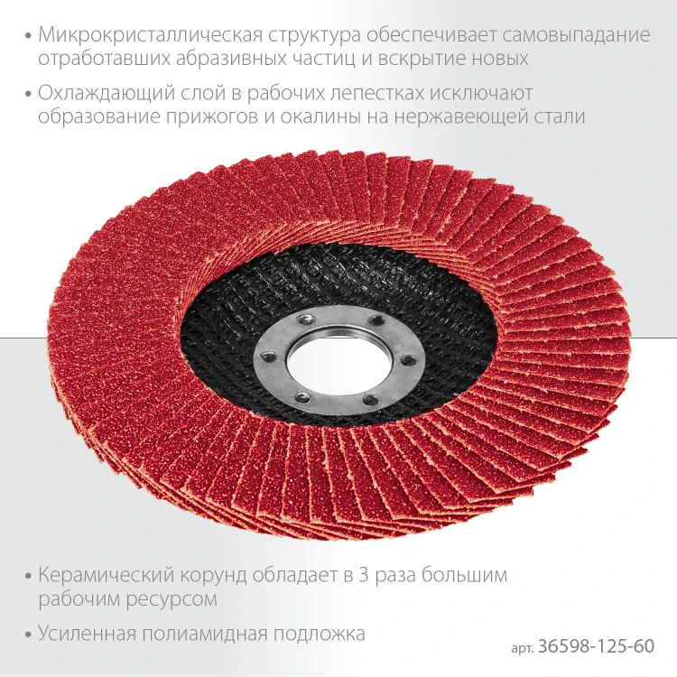 Круги лепестковые керамические торцевые 36598-125-60 купить в Нягани
