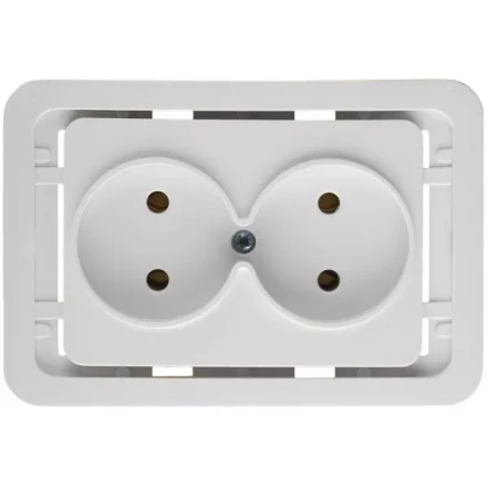 Розетка СВЕТОЗАР &quot;ГАММА&quot; двойная, цвет белый, 16А/~250В SV-54102-W купить в Нягани