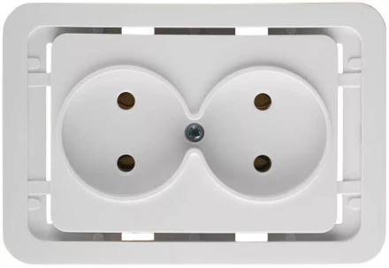 Розетка СВЕТОЗАР &quot;ГАММА&quot; двойная, цвет белый, 16А/~250В SV-54102-W купить в Нягани