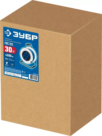 ЗУБР ПВС-325, ПВС, 3 x 2.5 мм2, 30 м, 4000 Вт, IP44, силовой удлинитель на стальной катушке, Профессионал (55102-30) купить в Нягани