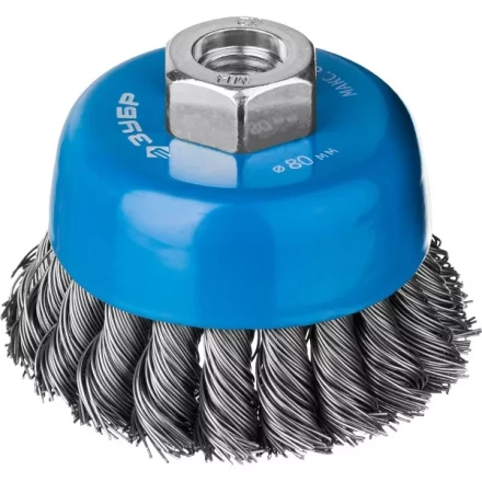 ЗУБР &quot;ПРОФЕССИОНАЛ&quot;. Щетка чашечная для УШМ, плетеные пучки стальной проволоки 0,5мм, 80ммхМ14 35275-080_z02 купить в Нягани