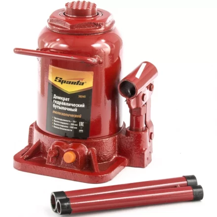 Домкрат бутылочный телескопический SPARTA 10 т h подъема 200–460 мм 50345 купить в Нягани