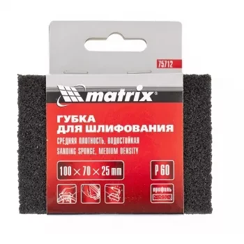 Губка для шлифования 100 х 70 х 25 мм средняя плотн. P80 MATRIX 75713 купить в Нягани