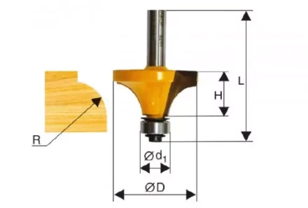 Фреза кром. калевочная ф22,3х13мм R4,8мм хв. 8м Энкор 46233 купить в Нягани