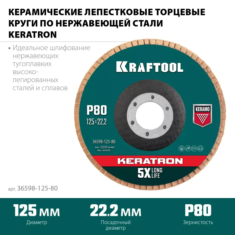 Круги лепестковые керамические торцевые 36598-125-80 купить в Нягани