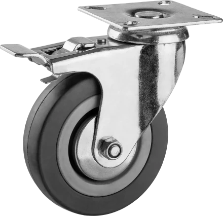 Колеса поворотные с тормозом из литой резины с полипропиленовым диском серия МАСТЕР купить в Нягани