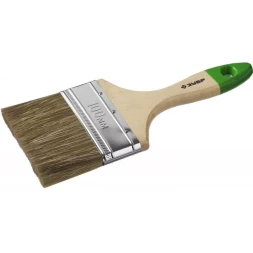 Кисть плоская  ЗУБР "ЛАЗУРЬ-МАСТЕР", смешанная щетина, деревянная ручка, 100мм 4-01009-100