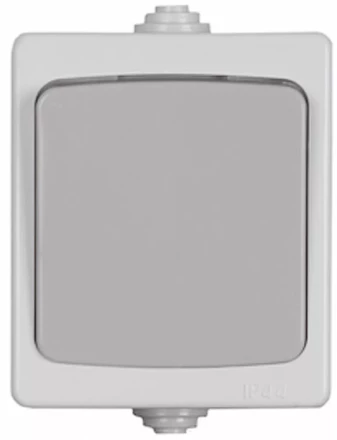 Выключатель СВЕТОЗАР &quot;АВРОРА&quot; проходной, одноклавишный, IP44, цвет серо-белый, 10А/~250В SV-54340-W купить в Нягани