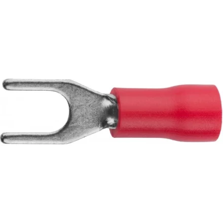 Наконечник СВЕТОЗАР для кабеля,изолированный,с вилкой,красный,вн. d 4,3мм,под болт 6мм,провод 0,5-1,5мм2,19А,10шт 49420-15 купить в Нягани