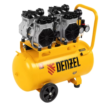 Компрессор безмасляный, малошумный Denzel DLS 2200/50, 2200 Вт, 2x1100, 50 л, 380 л/мин купить в Нягани