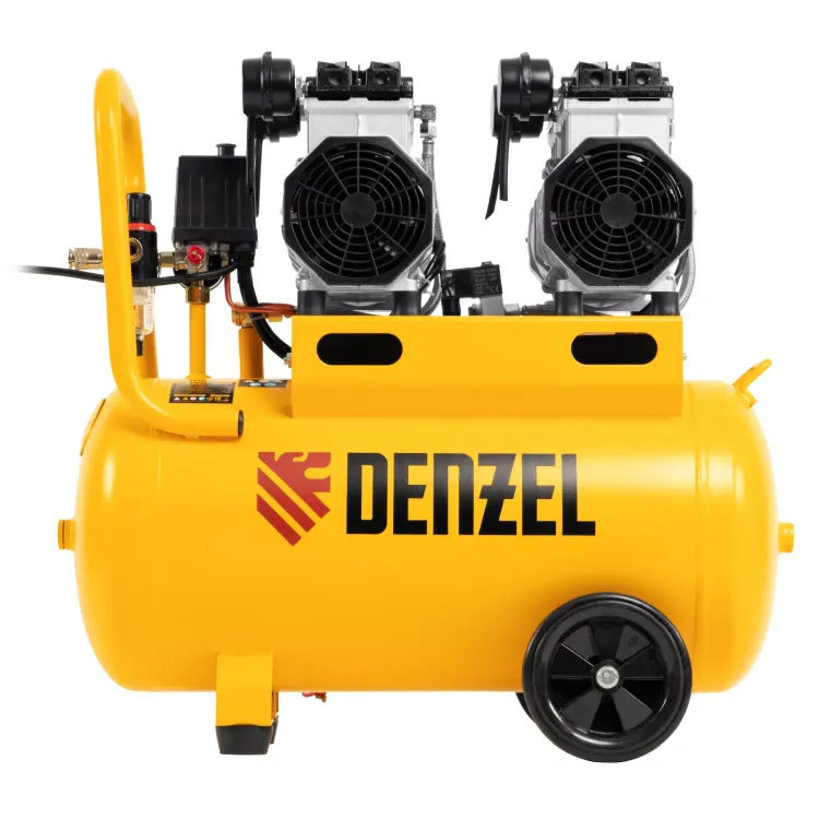 Компрессор безмасляный, малошумный Denzel DLS 2200/50, 2200 Вт, 2x1100, 50 л, 380 л/мин купить в Нягани