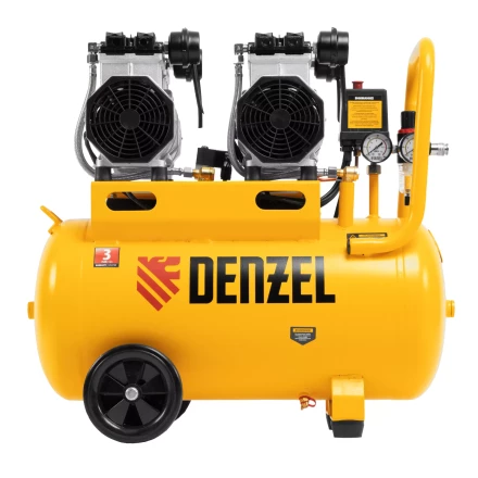 Компрессор безмасляный, малошумный Denzel DLS 2200/50, 2200 Вт, 2x1100, 50 л, 380 л/мин купить в Нягани