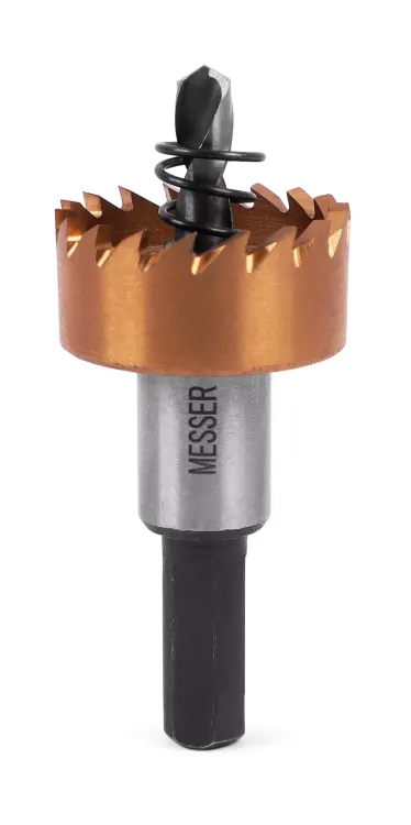 HSS-TiN коронка MESSER  28мм с центр. сверлом и толкающей пружиной для  лист. материала  до 2 мм ц/х купить в Нягани