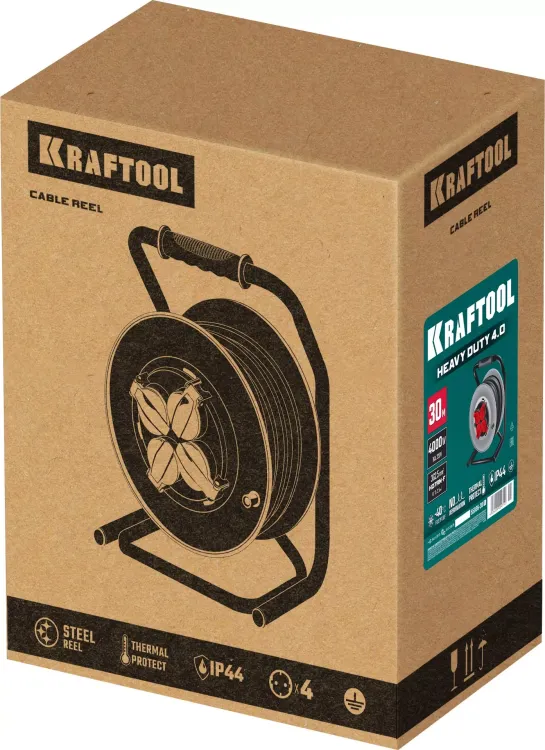 Силовые удлинители на стальной катушке  HEAVY DUTY 4.0, кабель КГ 3х2,5 кв мм 55086-30 купить в Нягани