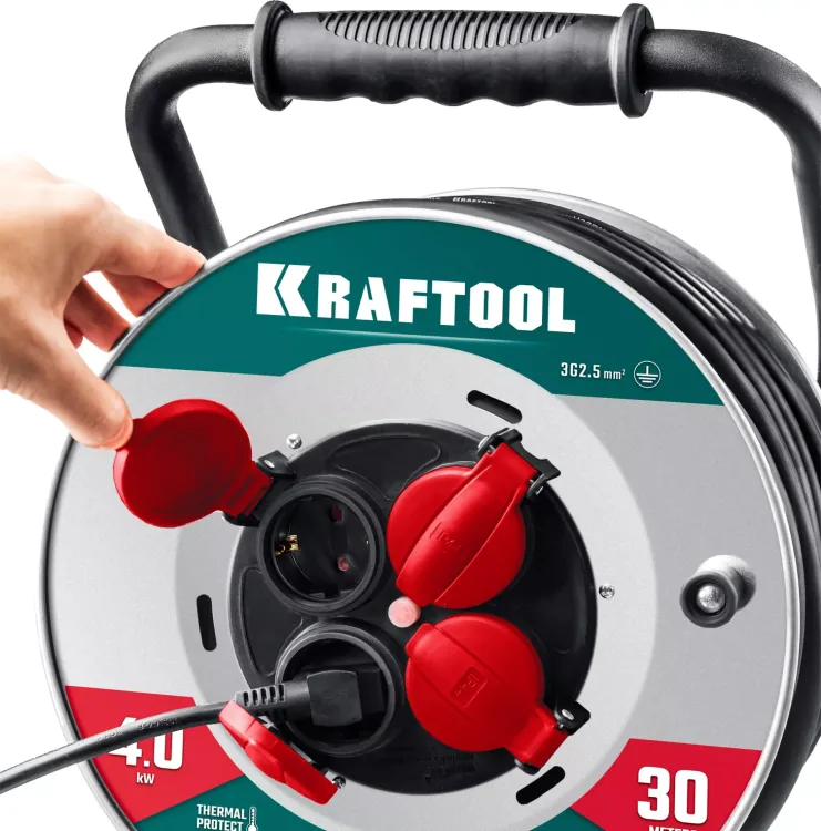 Силовые удлинители на стальной катушке  HEAVY DUTY 4.0, кабель КГ 3х2,5 кв мм 55086-30 купить в Нягани