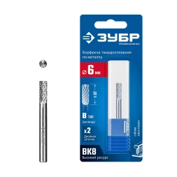 Зубр Твердосплавная борфреза B - цилиндр с торцевыми зубьями, 6 х 16 мм (28801-6-16)