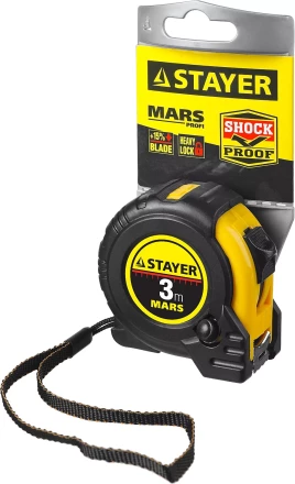 Рулетка STAYER &quot;PROFI&quot; &quot;MARS&quot;, обрезиненный корпус, утолщенное полотно, 3мх16мм 34131-03_z01 купить в Нягани