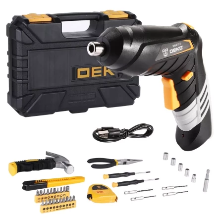 Отвертка аккумуляторная DEKO DKS4FU-Li в кейсе+ набор инструментов 36 предметов, 063-4152 купить в Нягани