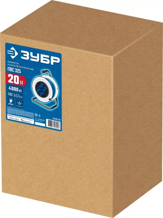 ЗУБР ПВС-325, ПВС, 3 x 2.5 мм2, 20 м, 4000 Вт, IP44, силовой удлинитель на стальной катушке, Профессионал (55102-20) купить в Нягани