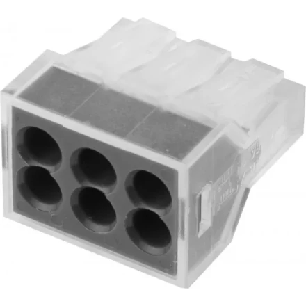 Клемма СВЕТОЗАР соединительная, 6-и проводная, 400В, 24А, 0,75-2,5мм2, 2шт 49170-6 купить в Нягани