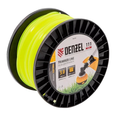 Леска для триммера квадрат Denzel, 3,0мм х 111м, на DIN катушке FLEX CORD, 96294