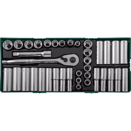 Набор головок торцевых стандарных 12гранных и глубоких 6гранных дюймовых 38предметов ложемент Jonnesway S05H4238SP 49080 купить в Нягани