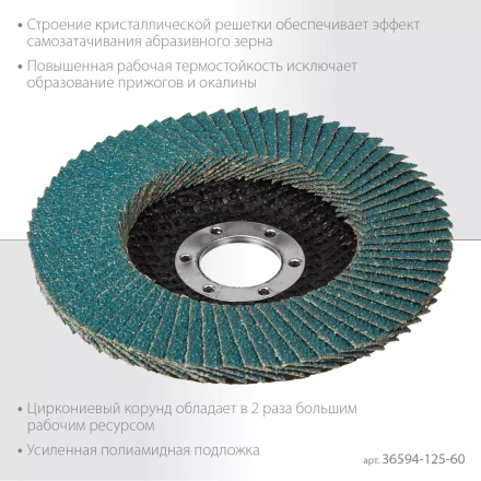 Круги лепестковые циркониевые торцевые 36594-125-60 купить в Нягани