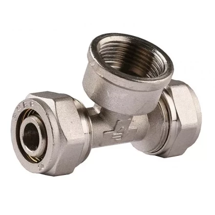 Тройник ЗУБР &quot;ЭКСПЕРТ&quot;, никелированная латунь, ш/ш/ш, 1/2&quot; 51251-1/2 купить в Нягани