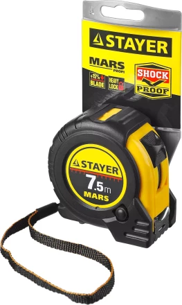 Рулетка STAYER &quot;PROFI&quot; &quot;MARS&quot;, обрезиненный корпус, утолщенное полотно, 7,5мх25мм 34131-075_z01 купить в Нягани