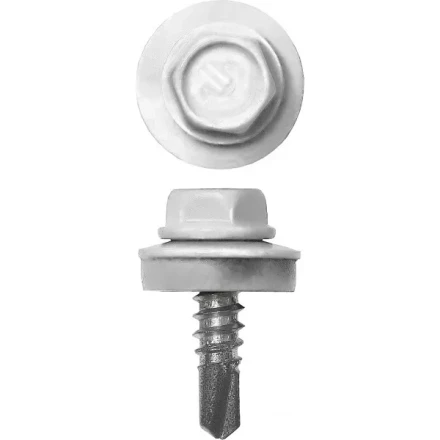 Саморезы СКМ кровельные, RAL 9003 белый, 19 x 5.5 мм, 500 шт, для металлических конструкций, ЗУБР 4-300315-55-019-9003 купить в Нягани