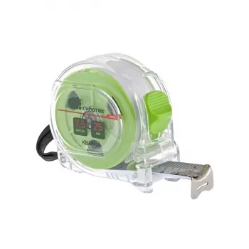 Рулетка Кварц, прозрачный корпус, амортизатор, 7,5 м х 25 мм  СИБРТЕХ 32523 купить в Нягани