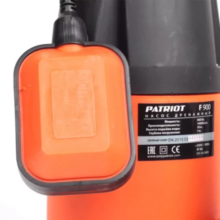 Насос дренажный для грязной воды F 900 PATRIOT купить в Нягани