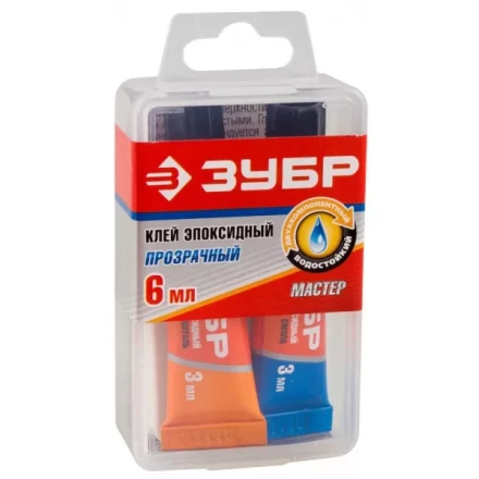 Клей ЗУБР эпоксидный, в тюбиках, в пластиковой коробке, 3мл+3мл 41948 купить в Нягани