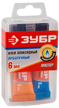 Клей ЗУБР эпоксидный, в тюбиках, в пластиковой коробке, 3мл+3мл 41948 купить в Нягани