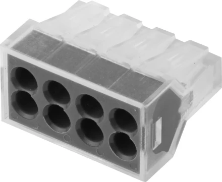 Клемма СВЕТОЗАР соединительная, 8-и проводная, 400В, 24А, 0,75-2,5мм2, 2шт 49170-8 купить в Нягани