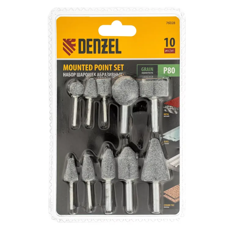 Набор шарошек для дрели (ПШМ), 10 шт Denzel 76028 купить в Нягани
