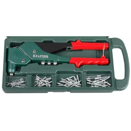 Заклепочник поворотн. 360°, KRAFTOOL &quot;RX-7&quot; 31176-H6, d=2,4-4,8 мм - Al и сталь, d=2,4-4,0 - нерж сталь, в боксе, с набором заклепок 31176-H6 купить в Нягани