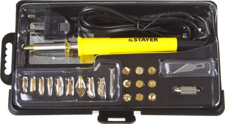 Прибор для выжигания STAYER &quot;PROFESSIONAL&quot;, 3в1, с набором насадок 20шт 45227 купить в Нягани