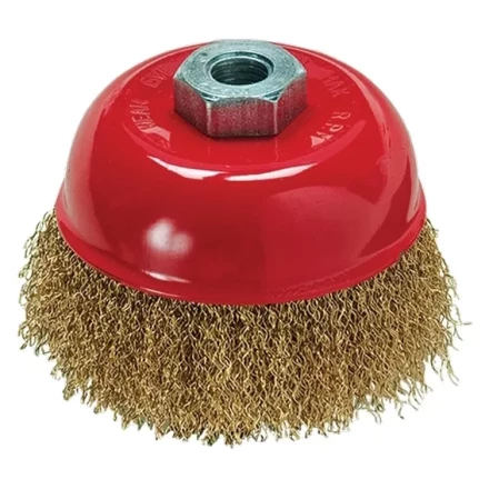 Щетка для УШМ, 100 мм, М14, &quot;чашка&quot;, латунированная витая проволока  MATRIX 74605 купить в Нягани