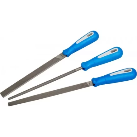 Набор ЗУБР: Напильники &quot;ПРОФЕССИОНАЛ&quot; с двухкомпонентной ручкой, плоский, трехгранный, круглый, №2, 200мм 16550-20-H3 купить в Нягани