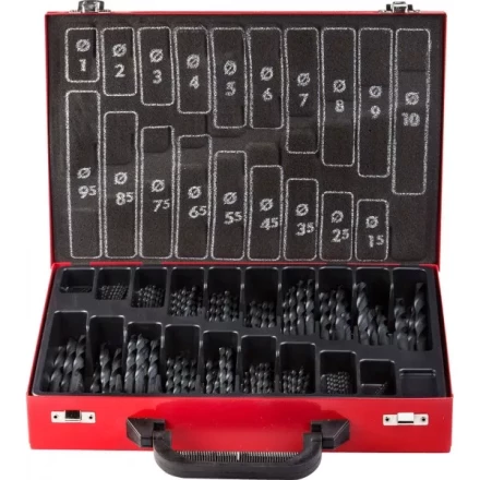 Набор ЗУБР &quot;ТЕХНИК&quot;: Свёрла по металлу парооксидированных, быстрорежущая сталь, в мет. боксе, 1-10мм, шаг-0,5, 170 предм. 4-29605-H170-M купить в Нягани