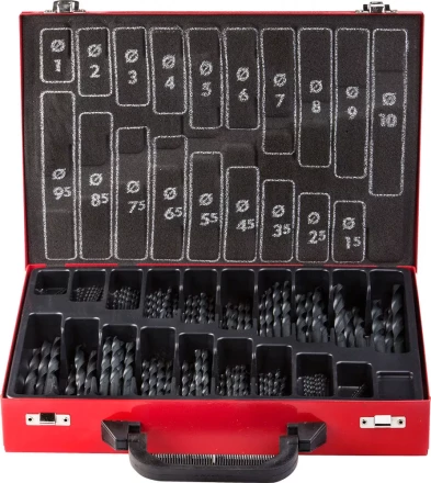 Набор ЗУБР &quot;ТЕХНИК&quot;: Свёрла по металлу парооксидированных, быстрорежущая сталь, в мет. боксе, 1-10мм, шаг-0,5, 170 предм. 4-29605-H170-M купить в Нягани