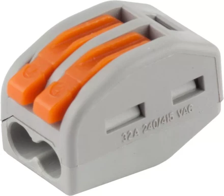 Клемма СВЕТОЗАР соединительная, разъемная, 2-х проводная, 400В, 32А, 0,5-2,5мм2/0,5-4мм2, 2шт 49190-2 купить в Нягани