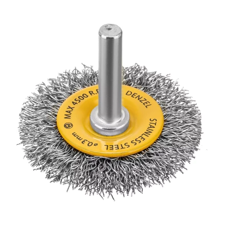 Щетка для дрели, 50 мм, Плоская, со шпилькой, нержавеющая витая проволока Denzel 744623 купить в Нягани