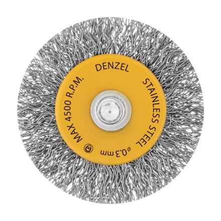 Щетка для дрели, 50 мм, Плоская, со шпилькой, нержавеющая витая проволока Denzel 744623 купить в Нягани