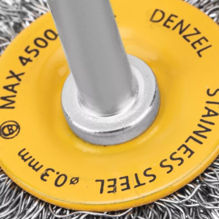 Щетка для дрели, 50 мм, Плоская, со шпилькой, нержавеющая витая проволока Denzel 744623 купить в Нягани