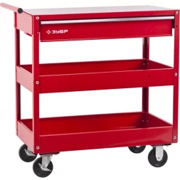 Тележка инструментальная ЗУБР "МАСТЕР", 1 ящик + 2 полки, 737х383х785мм 38912