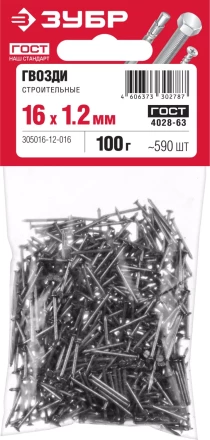 Гвозди строительные ГОСТ 4028-63 пакет серия МАСТЕР купить в Нягани