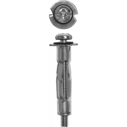 Анкер ЗУБР для пустотелых конструкций оцинкованный, с винтом PH2&amp;SL, М4х38х15мм, ТФ6, 4шт 4-302476-04-038 купить в Нягани